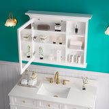 WELLFOR GRACE Solid Wood 36-in x 30-in Surface Mount White Mirrored Soft Close Medicine Cabinet