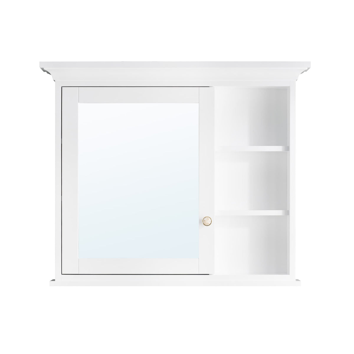 WELLFOR GRACE Solid Wood 36-in x 30-in Surface Mount White Mirrored Soft Close Medicine Cabinet