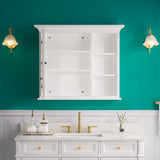 WELLFOR GRACE Solid Wood 36-in x 30-in Surface Mount White Mirrored Soft Close Medicine Cabinet