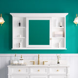 WELLFOR GRACE Solid Wood 48-in x 30-in Surface Mount White Mirrored Soft Close Medicine Cabinet