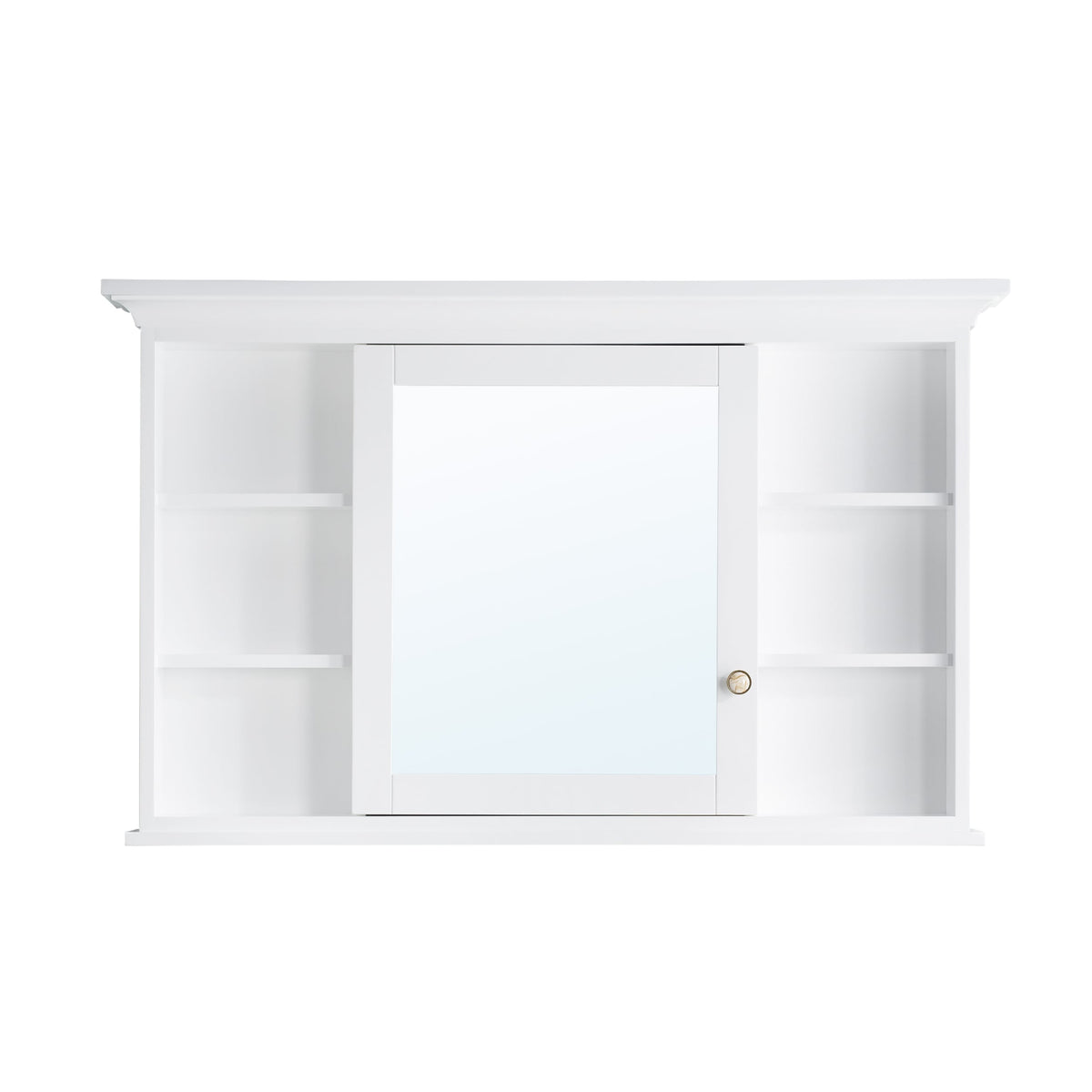 WELLFOR GRACE Solid Wood 48-in x 30-in Surface Mount White Mirrored Soft Close Medicine Cabinet