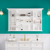 WELLFOR GRACE Solid Wood 48-in x 30-in Surface Mount White Mirrored Soft Close Medicine Cabinet