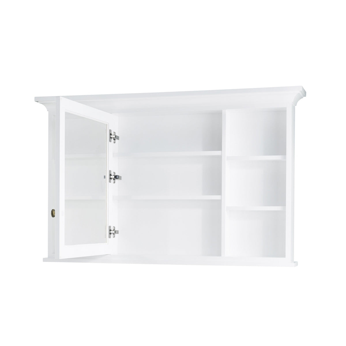 WELLFOR GRACE Solid Wood 48-in x 30-in Surface Mount White Mirrored Soft Close Medicine Cabinet