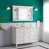 WELLFOR GRACE Solid Wood 48-in x 30-in Surface Mount White Mirrored Soft Close Medicine Cabinet