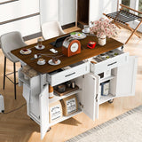 BABOOM White Mdf Base with Mdf Top Rolling Kitchen Island (28.75-in x 53.5-in x 36.5-in)