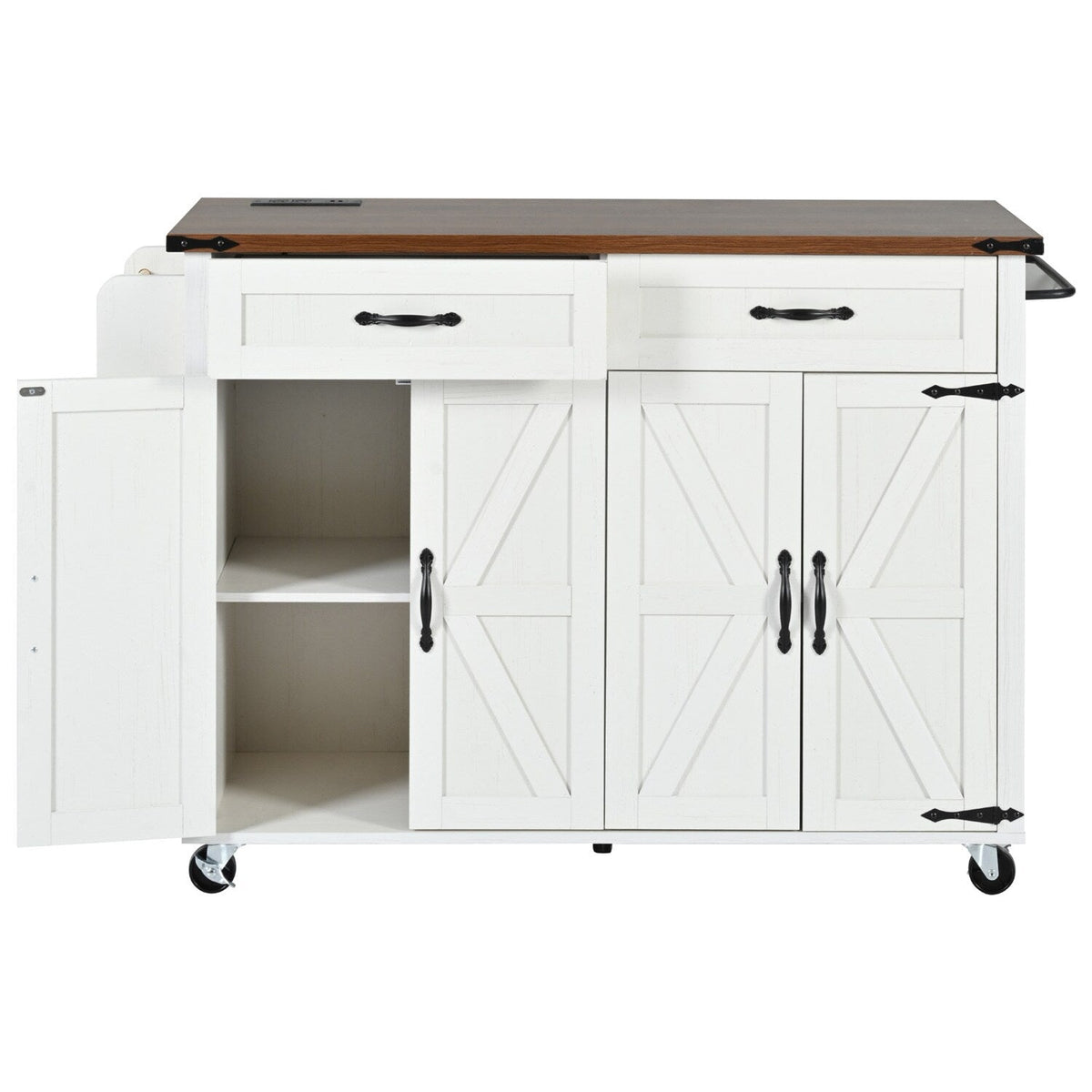 BABOOM White Mdf Base with Mdf Top Rolling Kitchen Island (28.75-in x 53.5-in x 36.5-in)