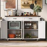 BABOOM White Mdf Base with Mdf Top Rolling Kitchen Island (28.75-in x 53.5-in x 36.5-in)