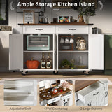BABOOM White Mdf Base with Mdf Top Rolling Kitchen Island (28.75-in x 53.5-in x 36.5-in)