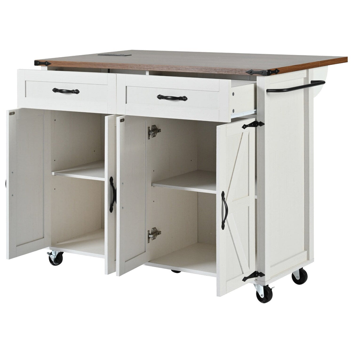 BABOOM White Mdf Base with Mdf Top Rolling Kitchen Island (28.75-in x 53.5-in x 36.5-in)