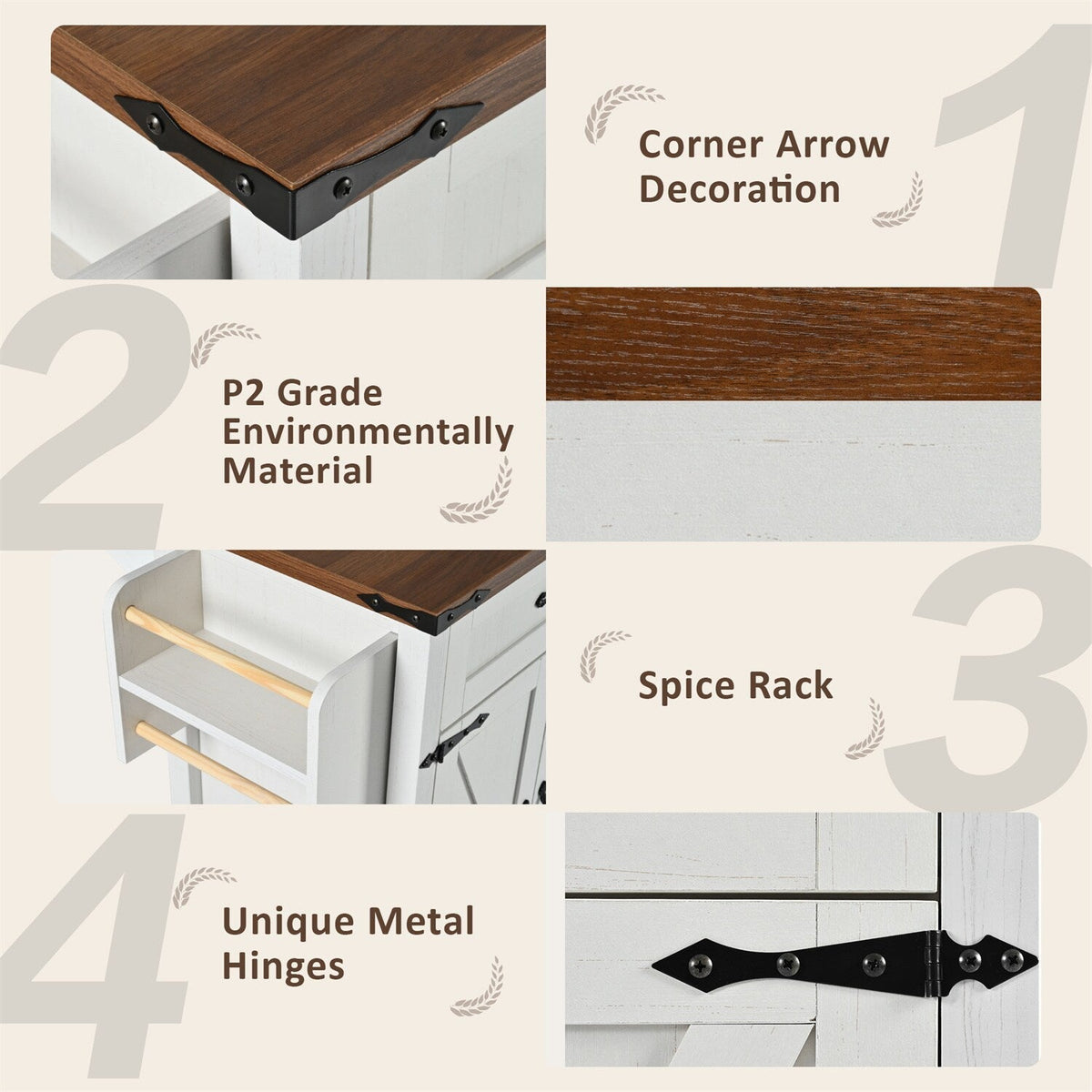 BABOOM White Mdf Base with Mdf Top Rolling Kitchen Island (28.75-in x 53.5-in x 36.5-in)