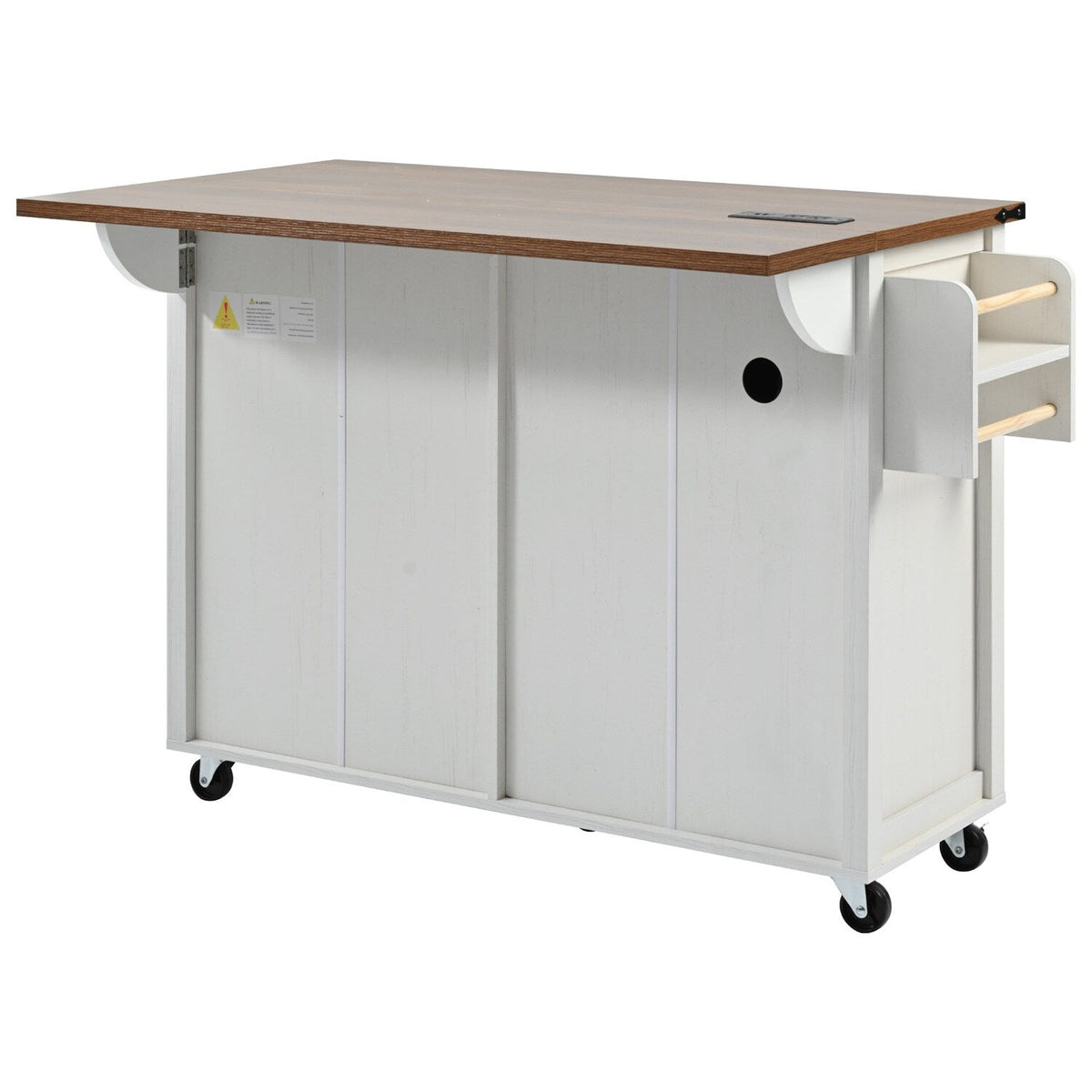BABOOM White Mdf Base with Mdf Top Rolling Kitchen Island (28.75-in x 53.5-in x 36.5-in)