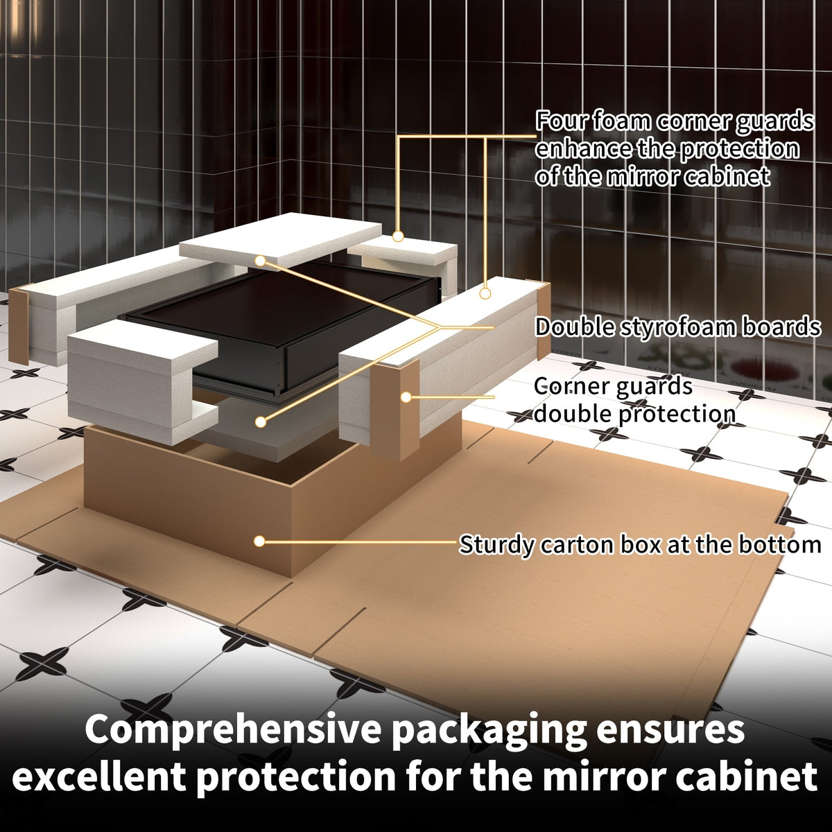 ExBrite Savio 20-in x 26-in Lighted LED Fog Free Surface/Recessed Mount Matte Black Mirrored Soft Close Medicine Cabinet with Outlet