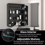 ExBrite Savio 20-in x 26-in Lighted LED Fog Free Surface/Recessed Mount Matte Black Mirrored Soft Close Medicine Cabinet with Outlet