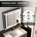 ExBrite Savio 30-in x 26-in Lighted LED Fog Free Surface/Recessed Mount Matte Black Mirrored Soft Close Medicine Cabinet with Outlet