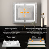 ExBrite Savio 30-in x 26-in Lighted LED Fog Free Surface/Recessed Mount Matte Black Mirrored Soft Close Medicine Cabinet with Outlet