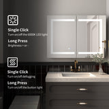 ExBrite Savio 36-in x 26-in Lighted LED Fog Free Surface/Recessed Mount Matte Black Mirrored Soft Close Medicine Cabinet with Outlet
