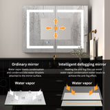 ExBrite Savio 36-in x 26-in Lighted LED Fog Free Surface/Recessed Mount Matte Black Mirrored Soft Close Medicine Cabinet with Outlet