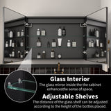ExBrite Savio 36-in x 26-in Lighted LED Fog Free Surface/Recessed Mount Matte Black Mirrored Soft Close Medicine Cabinet with Outlet