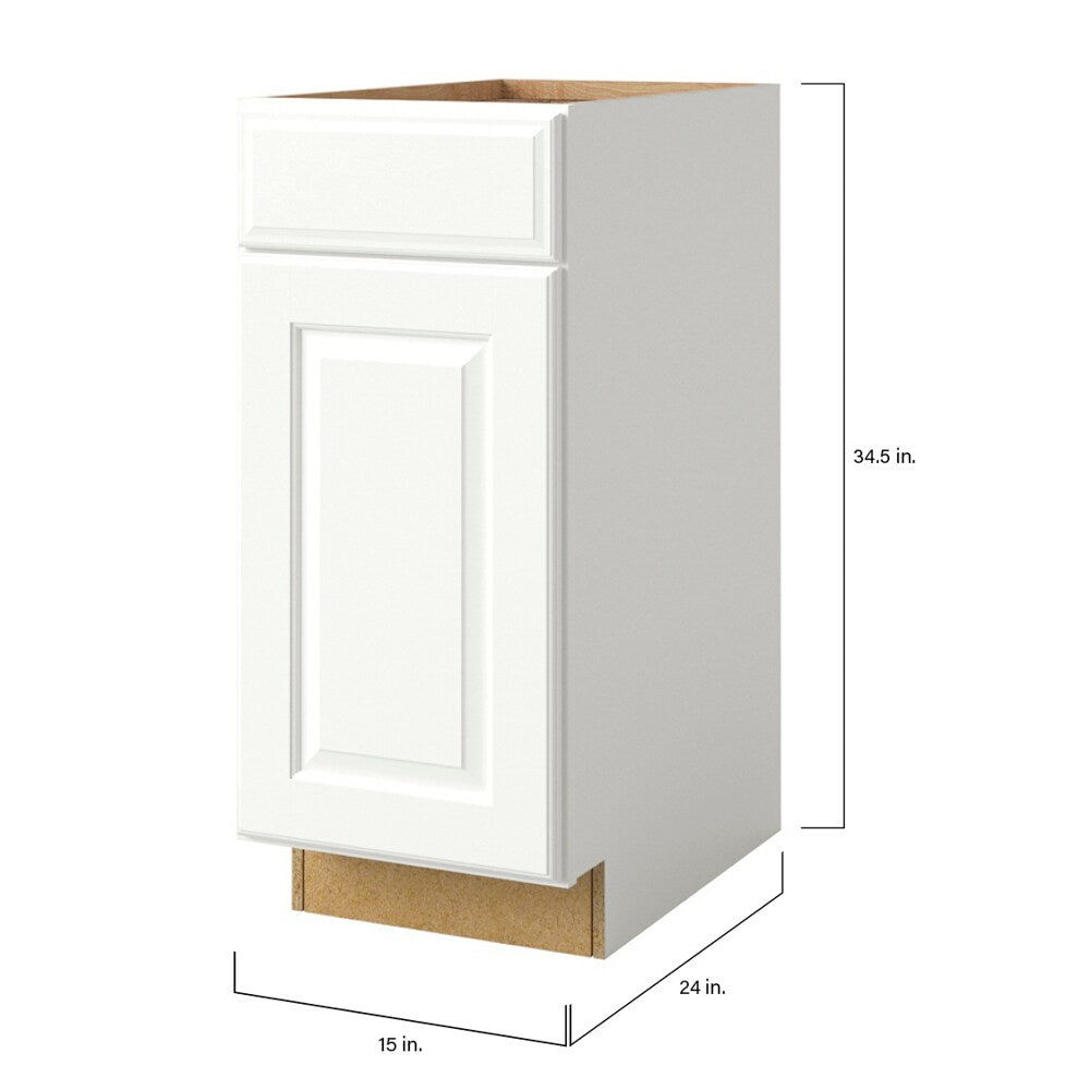 allen + roth Tilson 15-in W x 34.5-in H x 24-in D Linen 1-Drawer Base Fully Assembled Cabinet (Raised Panel Square Style)