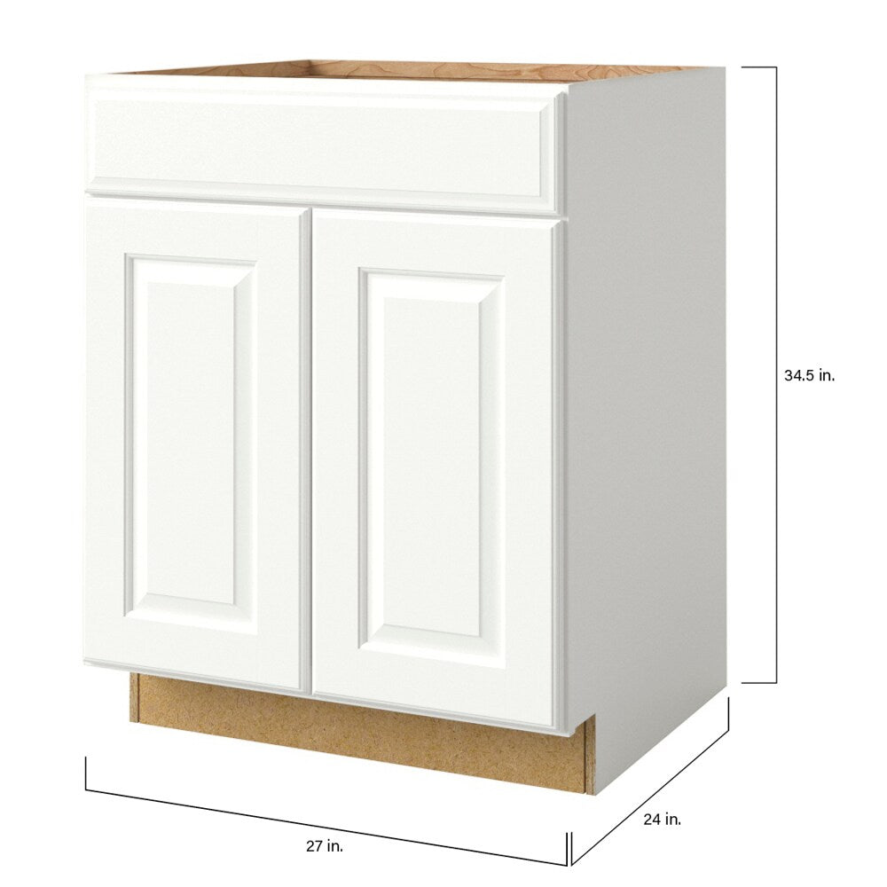 allen + roth Tilson 27-in W x 34.5-in H x 24-in D Linen 1-Drawer Base Fully Assembled Cabinet (Raised Panel Square Style)