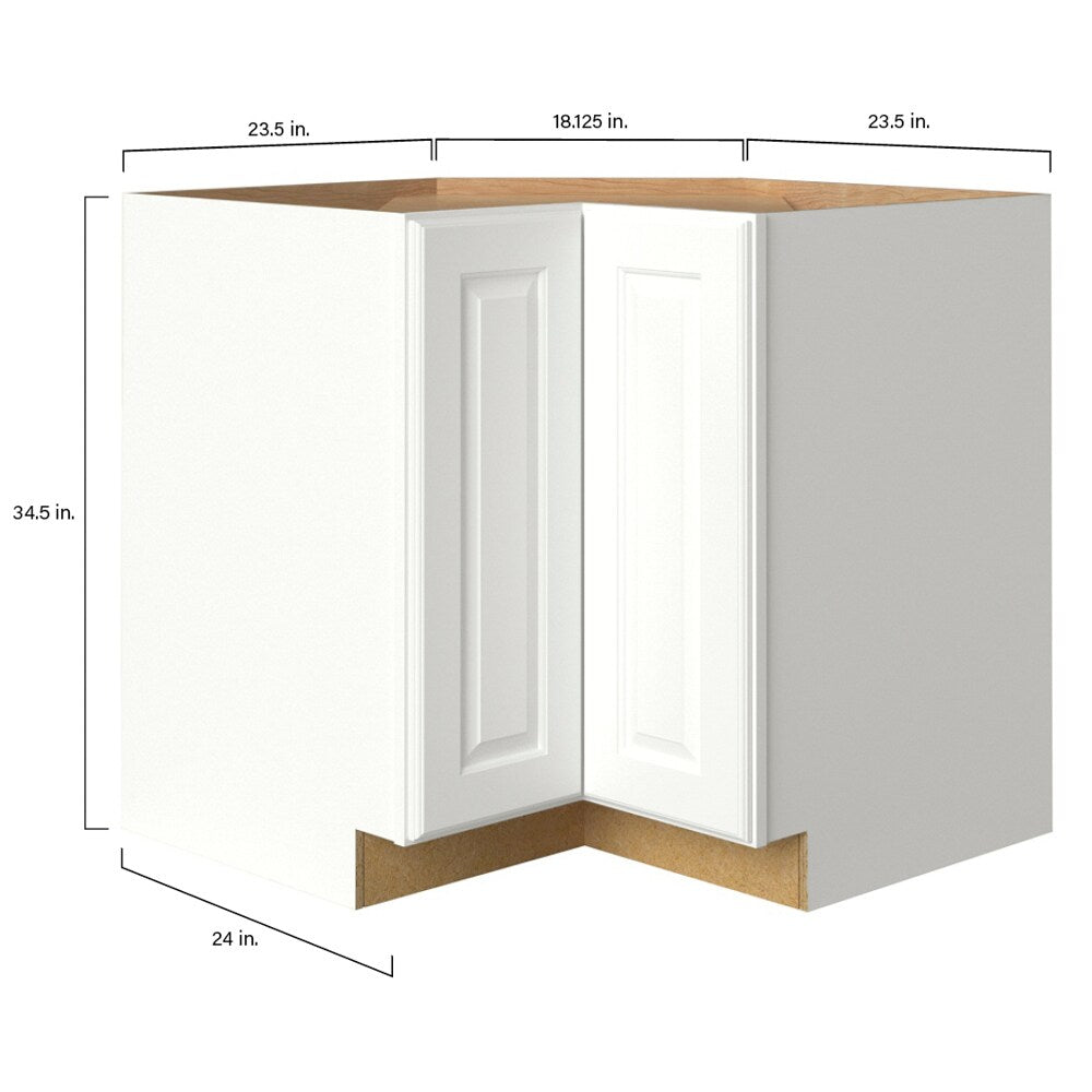allen + roth Tilson 36-in W x 34.5-in H x 24-in D Linen L-shaped Corner Base Fully Assembled Cabinet (Raised Panel Square Style)