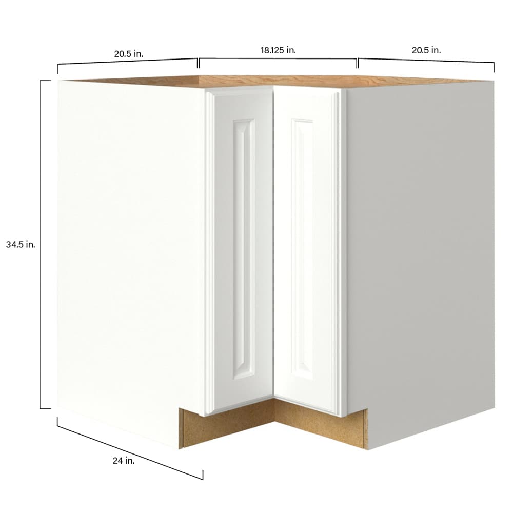allen + roth Tilson 33-in W x 34.5-in H x 24-in D Linen L-shaped Corner Base Fully Assembled Cabinet (Raised Panel Square Style)