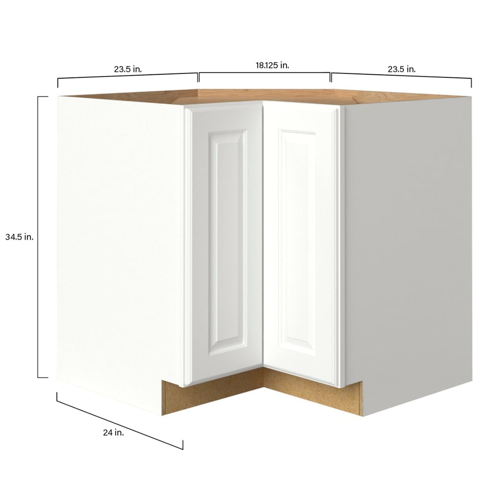 allen + roth Tilson 36-in W x 34.5-in H x 24-in D Linen Lazy Susan Corner Base Fully Assembled Cabinet (Raised Panel Style)