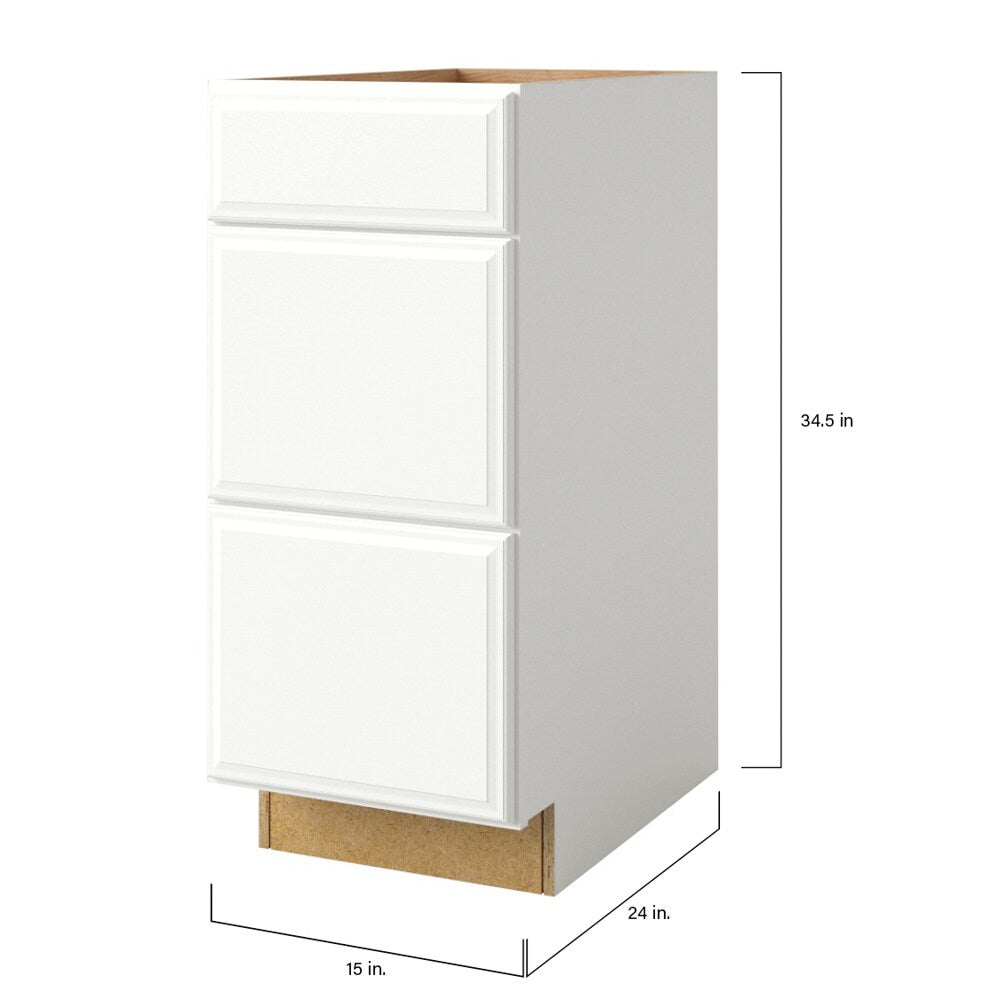 allen + roth Tilson 15-in W x 34.5-in H x 24-in D Linen 3-Drawer Base Fully Assembled Cabinet (Raised Panel Style)