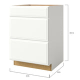 allen + roth Tilson 24-in W x 34.5-in H x 24-in D Linen 3-Drawer Base Fully Assembled Cabinet (Raised Panel Style)