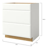 allen + roth Tilson 30-in W x 34.5-in H x 24-in D Linen 3-Drawer Base Fully Assembled Cabinet (Raised Panel Style)