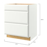 allen + roth Tilson 27-in W x 34.5-in H x 24-in D Linen 3-Drawer Base Fully Assembled Cabinet (Raised Panel Style)