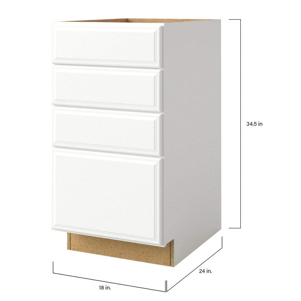 allen + roth Tilson 18-in W x 34.5-in H x 24-in D Linen 4-Drawer Base Fully Assembled Cabinet (Raised Panel Style)