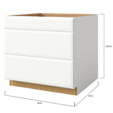 allen + roth Tilson 36-in W x 34.5-in H x 24-in D Linen 3-Drawer Base Fully Assembled Cabinet (Raised Panel Style)