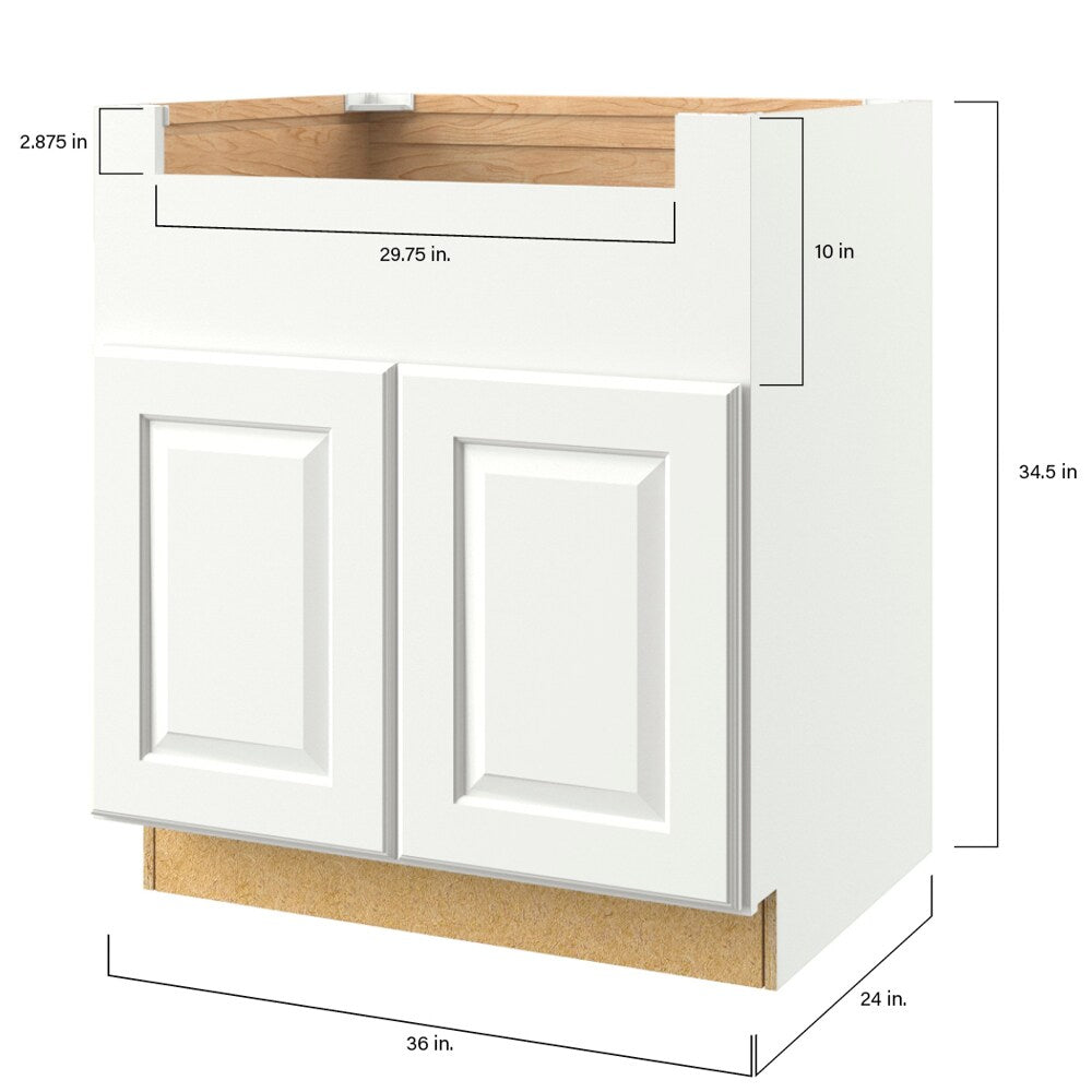 allen + roth Tilson 36-in W x 34.5-in H x 24-in D Linen Apron Front Sink Base Fully Assembled Cabinet (Raised Panel Square Style)