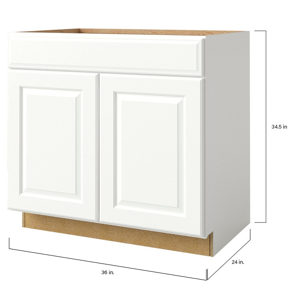 allen + roth Tilson 36-in W x 34.5-in H x 24-in D Linen Sink Base Fully Assembled Cabinet (Raised Panel Square Style)