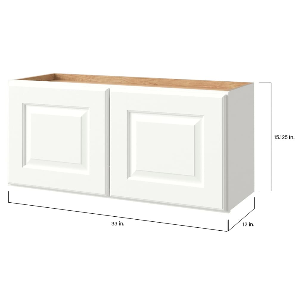allen + roth Tilson 33-in W x 15.125-in H x 12-in D Linen Wall Fully Assembled Cabinet (Raised Panel Square Door Style)