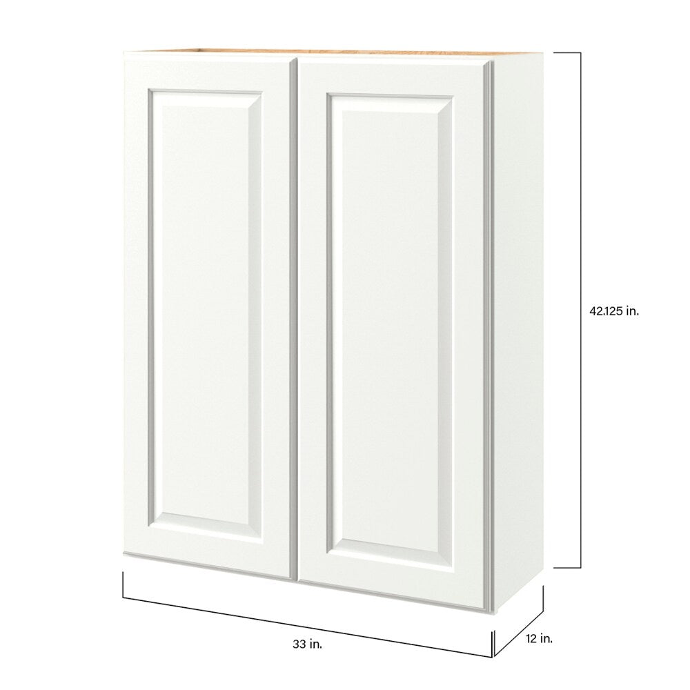 allen + roth Tilson 33-in W x 42.125-in H x 12-in D Linen Wall Fully Assembled Cabinet (Raised Panel Square Door Style)