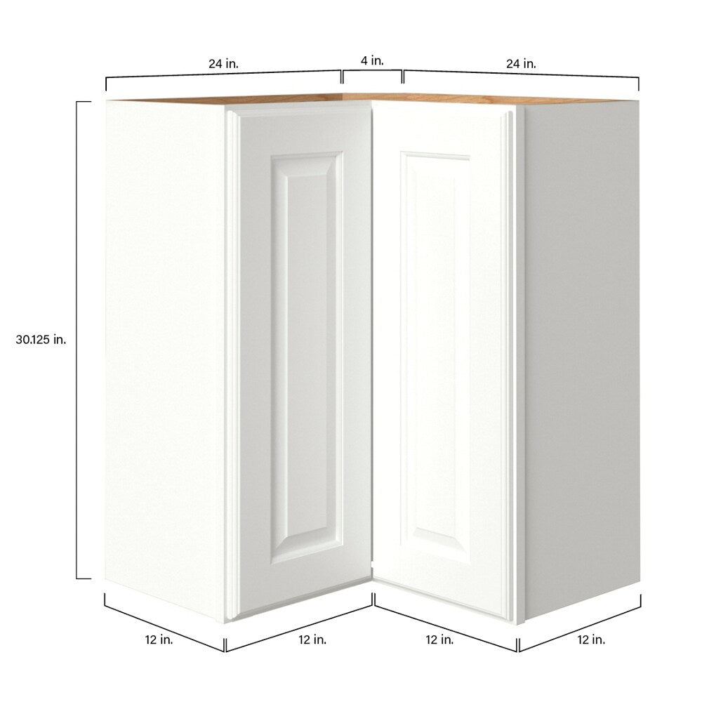 allen + roth Tilson 24-in W x 30.125-in H x 12-in D Linen L-shaped Corner Wall Fully Assembled Cabinet (Raised Panel Square Style)