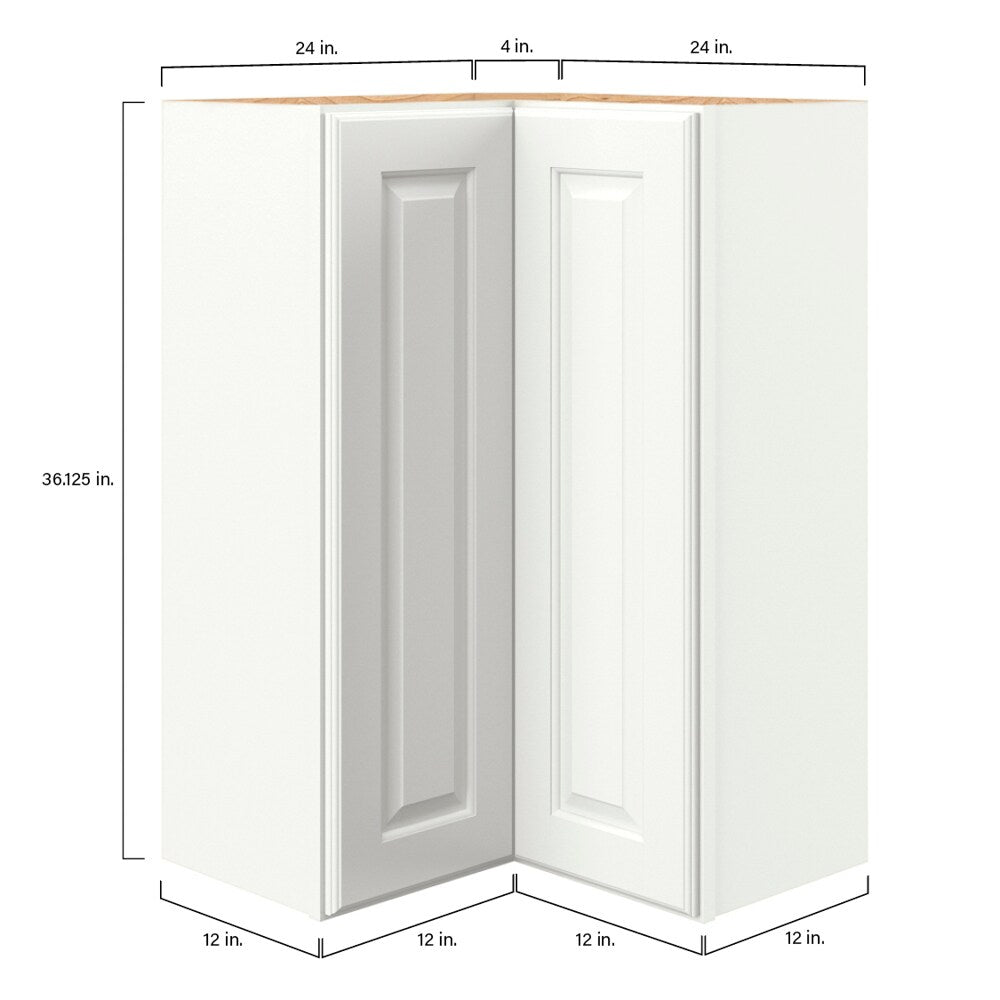 allen + roth Tilson 24-in W x 39.125-in H x 12-in D Linen L-shaped Corner Wall Fully Assembled Cabinet (Raised Panel Square Style)