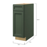 allen + roth Heathrow 12-in W x 34.5-in H x 24-in D Sage 1-Drawer Base Fully Assembled Cabinet (Recessed Panel Square Style)