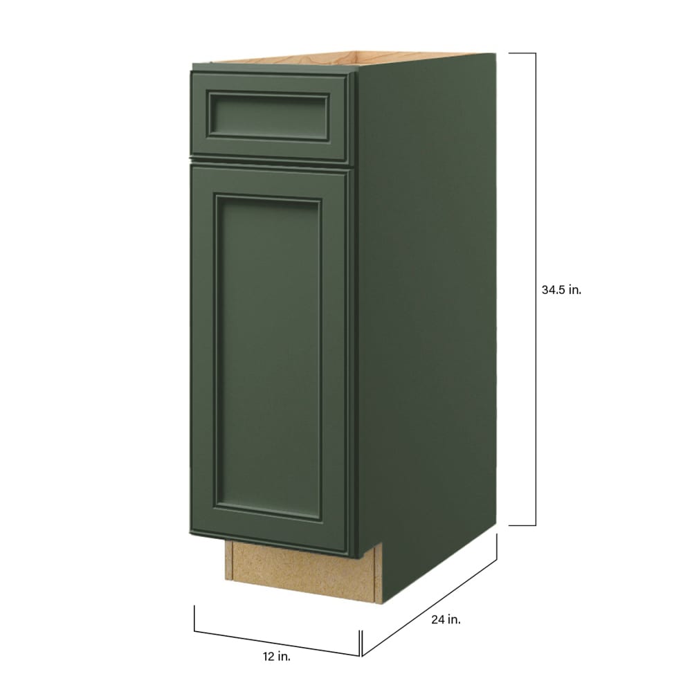 allen + roth Heathrow 12-in W x 34.5-in H x 24-in D Sage 1-Drawer Base Fully Assembled Cabinet (Recessed Panel Mitered Style)