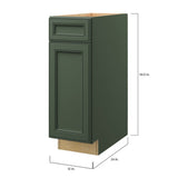 allen + roth Heathrow 12-in W x 34.5-in H x 24-in D Sage 1-Drawer Base Fully Assembled Cabinet (Recessed Panel Mitered Style)