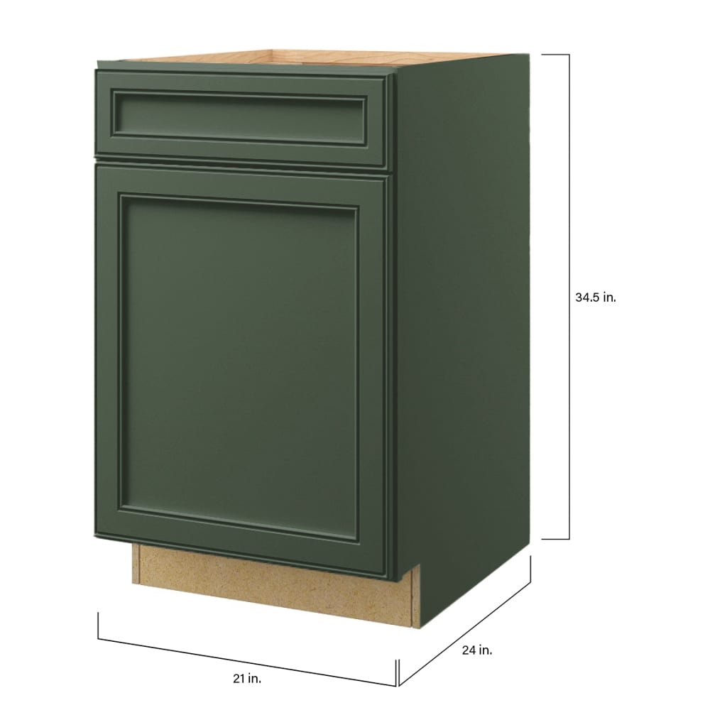 allen + roth Heathrow 21-in W x 34.5-in H x 24-in D Sage 1-Drawer Base Fully Assembled Cabinet (Recessed Panel Mitered Style)