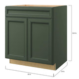 allen + roth Heathrow 30-in W x 34.5-in H x 24-in D Sage 1-Drawer Base Fully Assembled Cabinet (Recessed Panel Mitered Style)