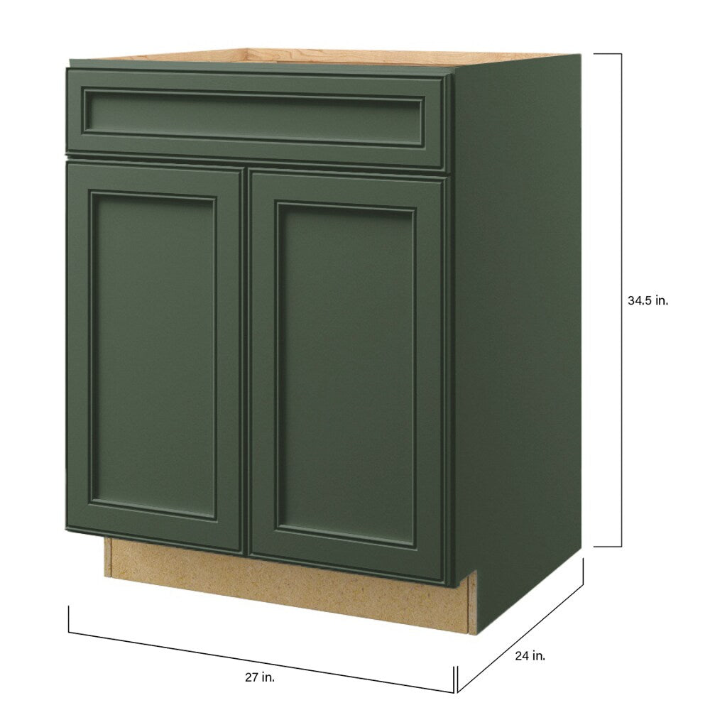 allen + roth Heathrow 27-in W x 34.5-in H x 24-in D Sage 1-Drawer Base Fully Assembled Cabinet (Recessed Panel Mitered Style)
