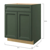allen + roth Heathrow 27-in W x 34.5-in H x 24-in D Sage 1-Drawer Base Fully Assembled Cabinet (Recessed Panel Mitered Style)