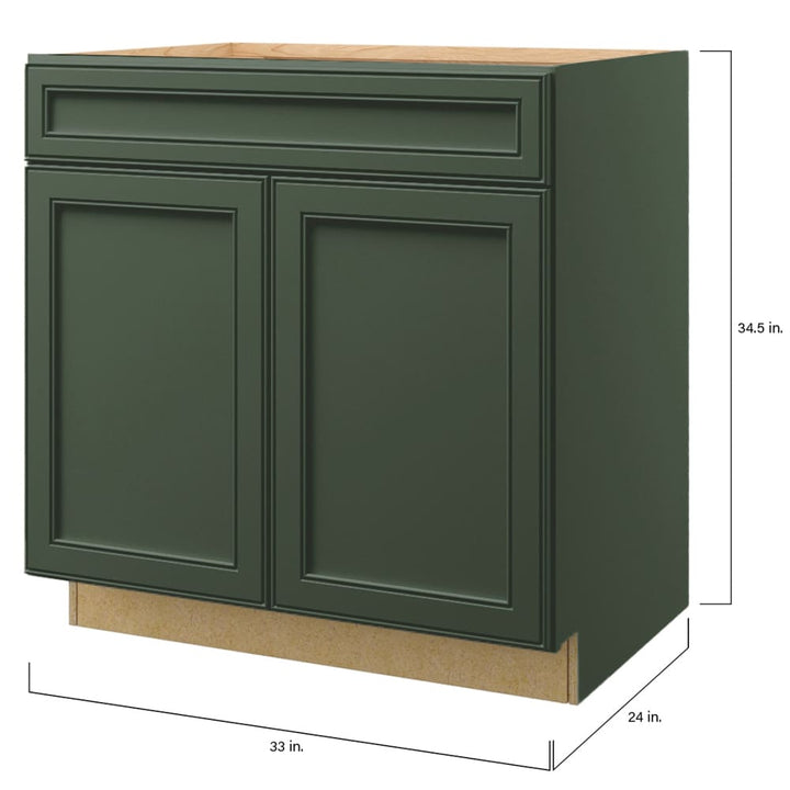 allen + roth Heathrow 33-in W x 34.5-in H x 24-in D Sage 1-Drawer Base Fully Assembled Cabinet (Recessed Panel Square Style)