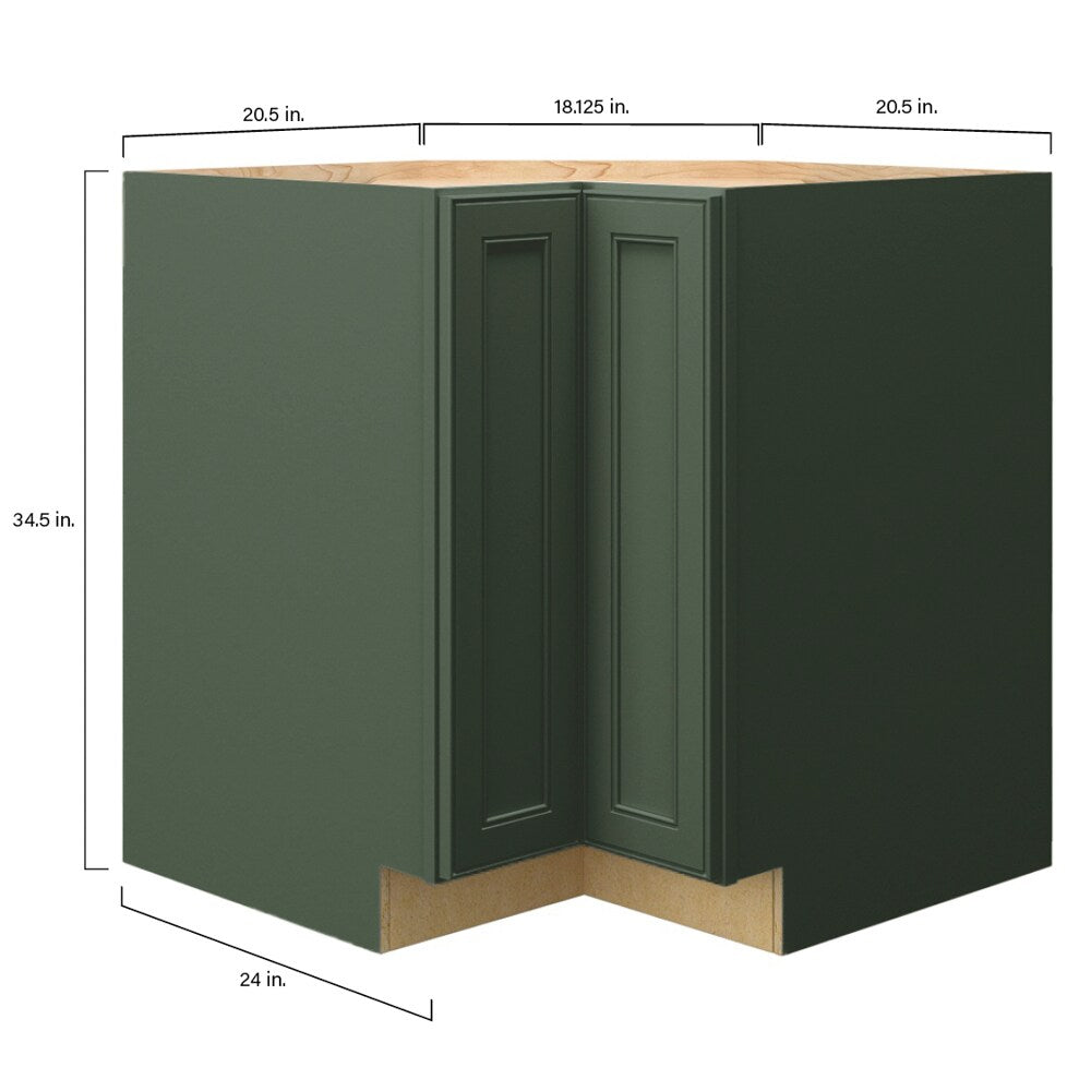 allen + roth Heathrow 33-in W x 34.5-in H x 24-in D Sage L-shaped Corner Base Fully Assembled Cabinet (Recessed Panel Mitered Style)