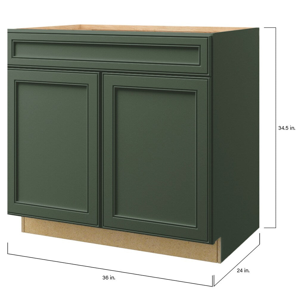 allen + roth Heathrow 36-in W x 34.5-in H x 24-in D Sage 1-Drawer Base Fully Assembled Cabinet (Recessed Panel Square Style)