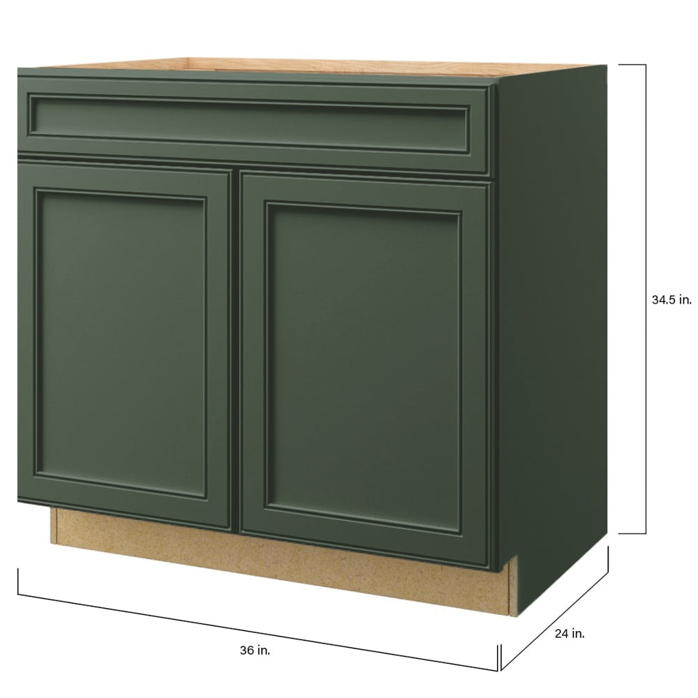 allen + roth Heathrow 36-in W x 34.5-in H x 24-in D Sage 1-Drawer Base Fully Assembled Cabinet (Recessed Panel Mitered Style)